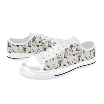 Wine Themed Print Design LKS306 Women's White Low Top Shoes
