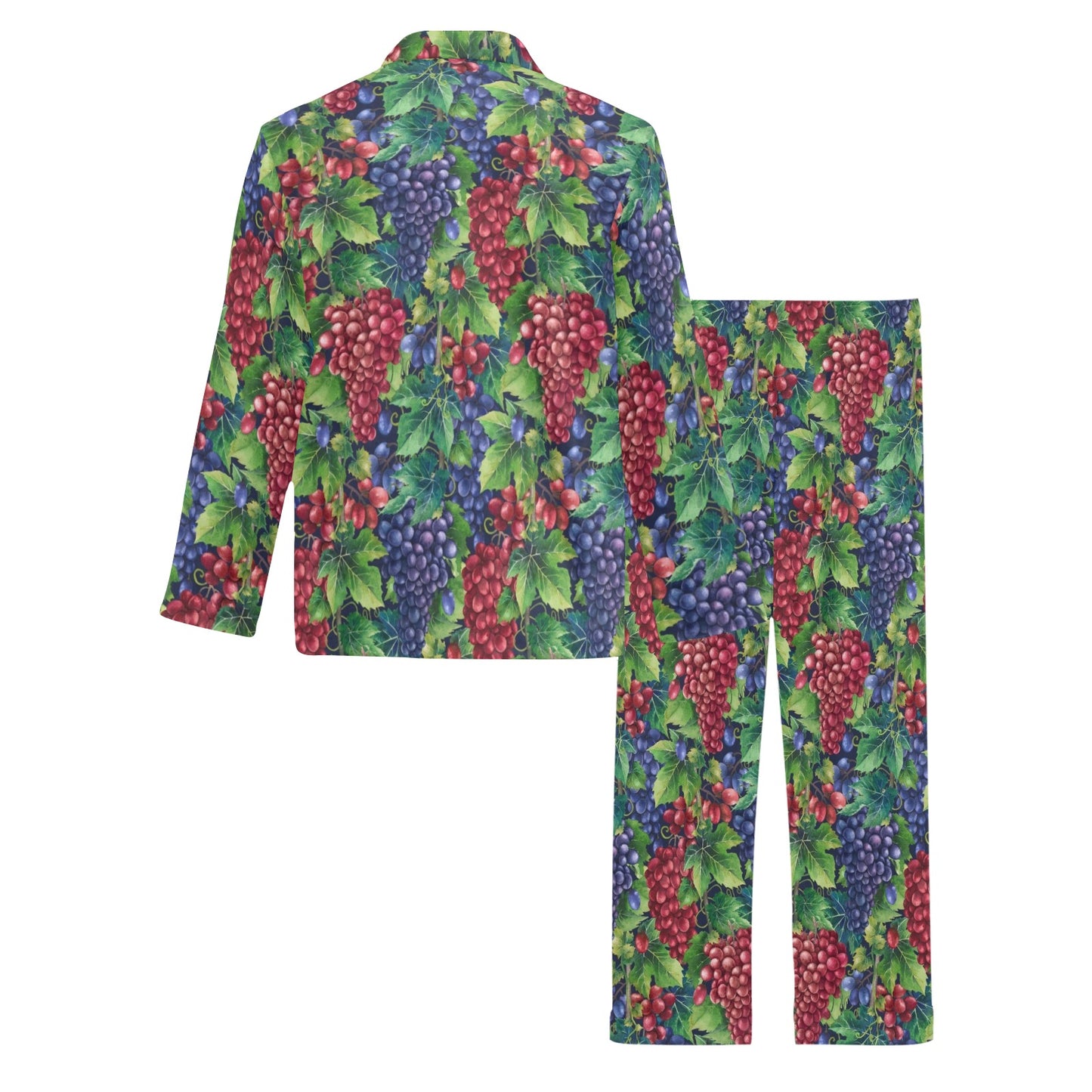 Grape Pattern Print Design GP02 Men's Long Pajama Set
