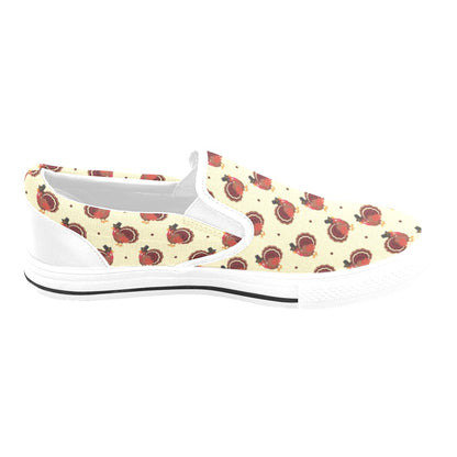 Thanksgiving Print Design LKS3010 White Slip Ons Canvas Women's Shoes