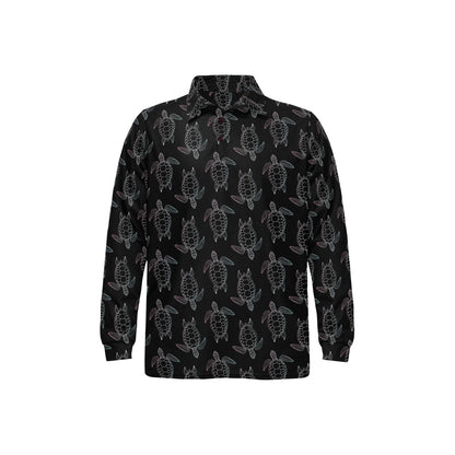 Sea Turtle Print Design LKS3012 Long Sleeve Polo Shirt For Men's