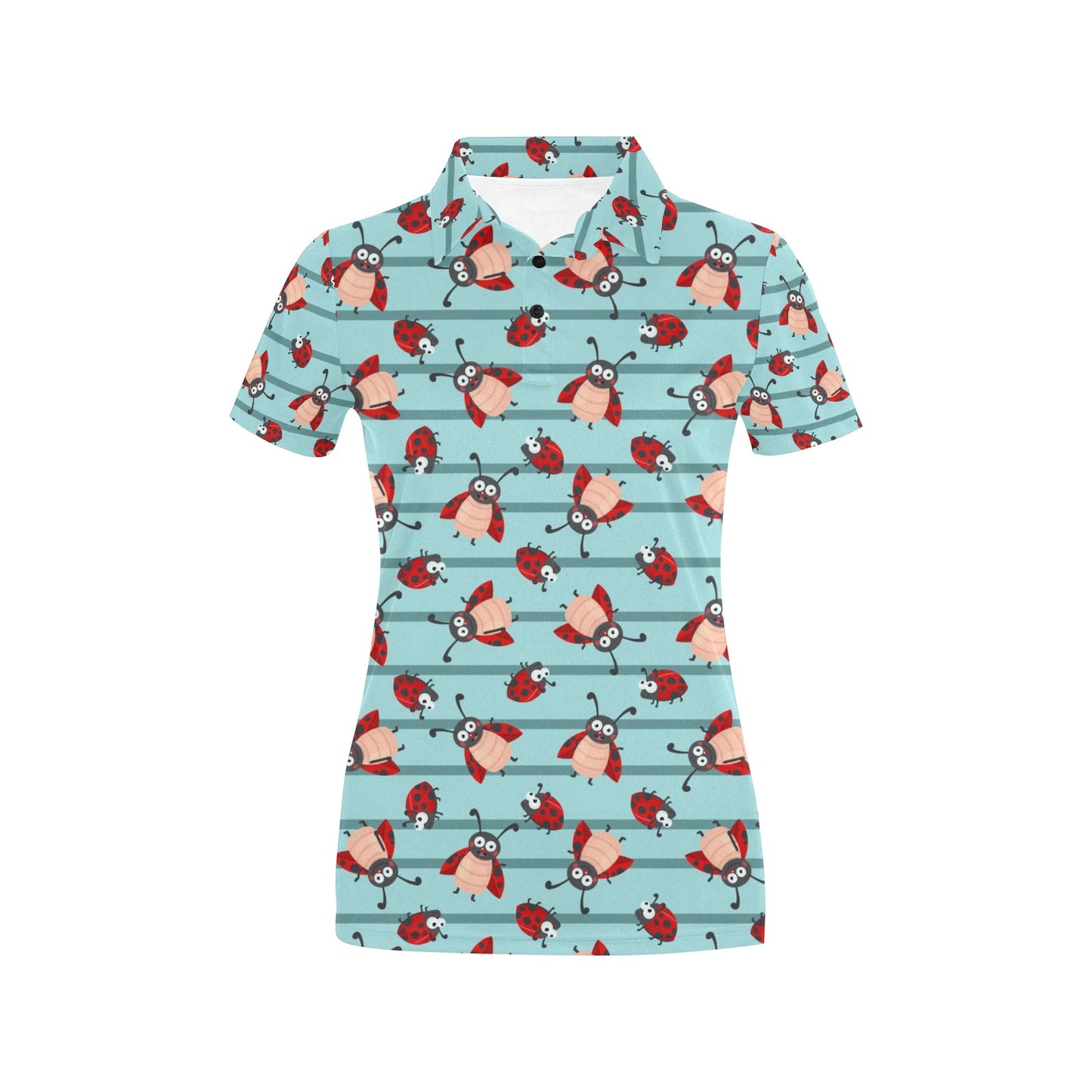 Ladybug Happy Print Pattern Women's Polo Shirt
