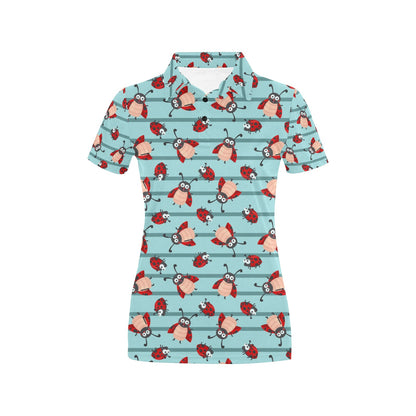 Ladybug Happy Print Pattern Women's Polo Shirt