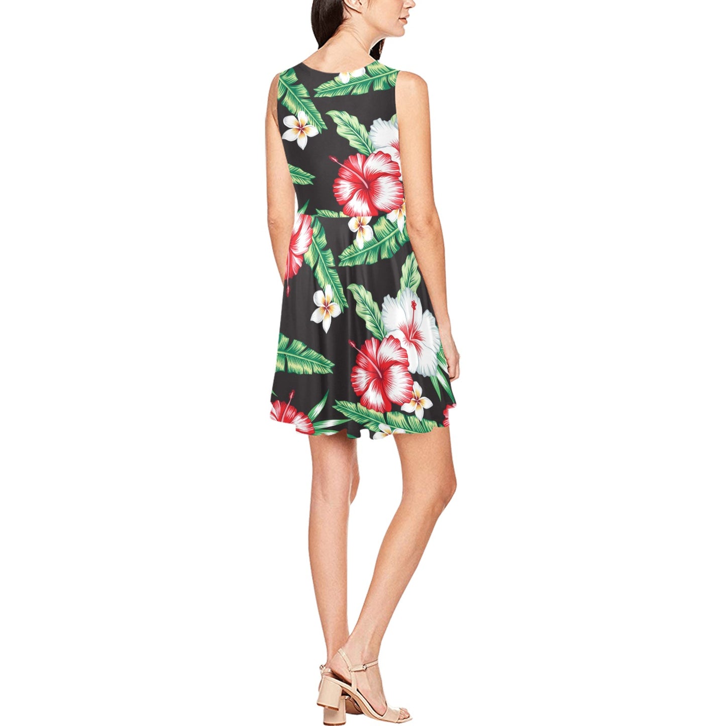 Hawaiian flower tropical leaves Sleeveless Dress