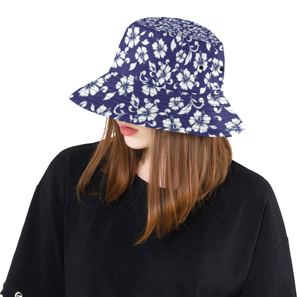 Hibiscus Pattern Print Design HB010 Unisex Bucket Hat