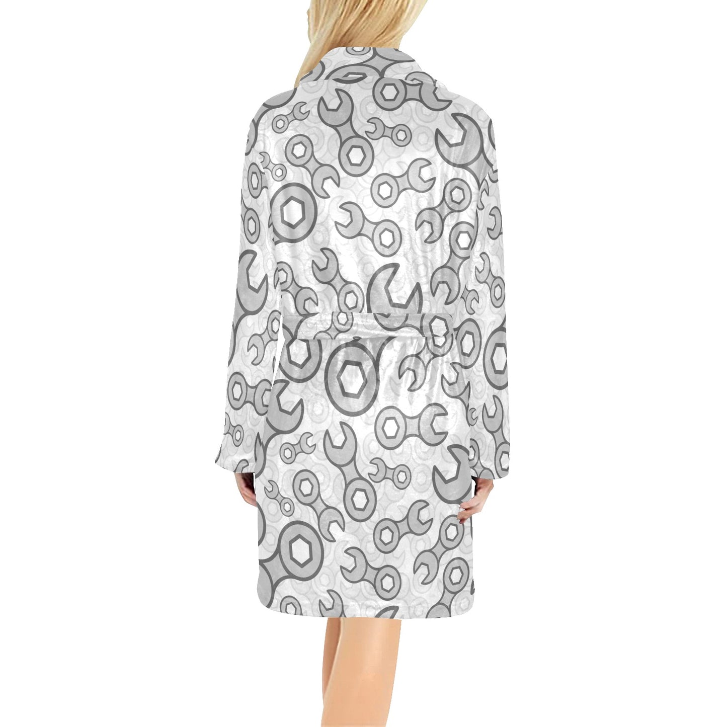 Mechanic Pattern Print Design 05 Women's Fleece Robe