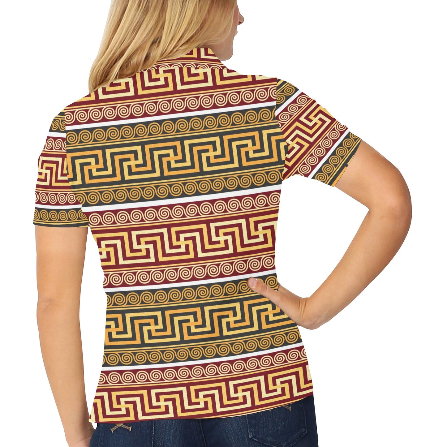 Ancient Greek Pattern Print Design LKS302 Women's Polo Shirt