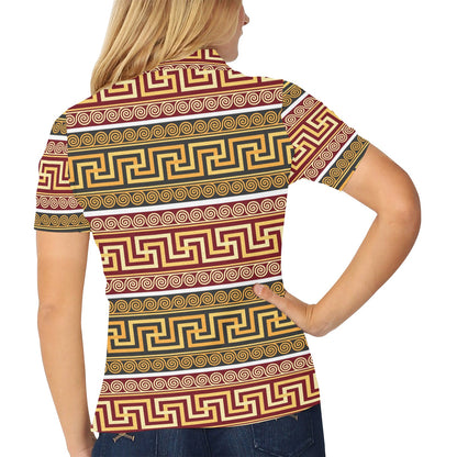 Ancient Greek Pattern Print Design LKS302 Women's Polo Shirt