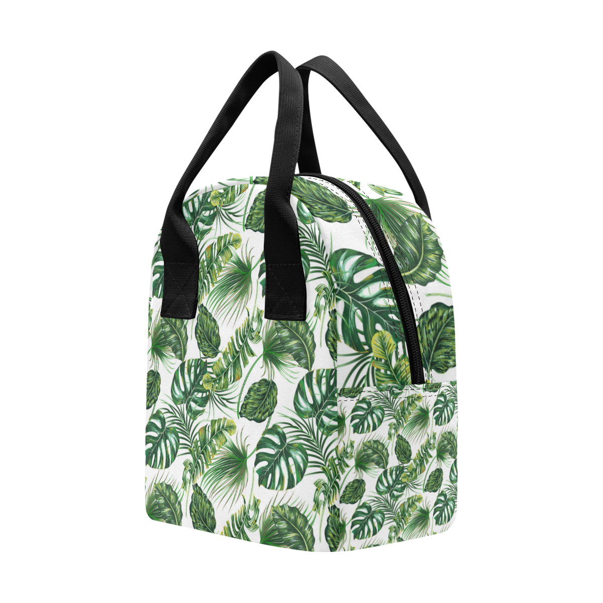 Green Pattern Tropical Palm Leaves Insulated Lunch Bag