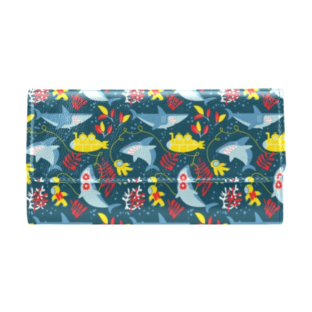 Scuba With Sharks Print Design LKS303 Women's Trifold Wallet