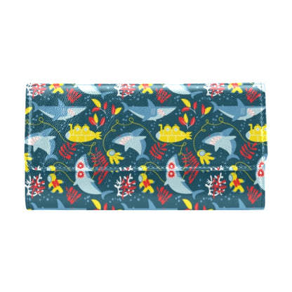Scuba With Sharks Print Design LKS303 Women's Trifold Wallet
