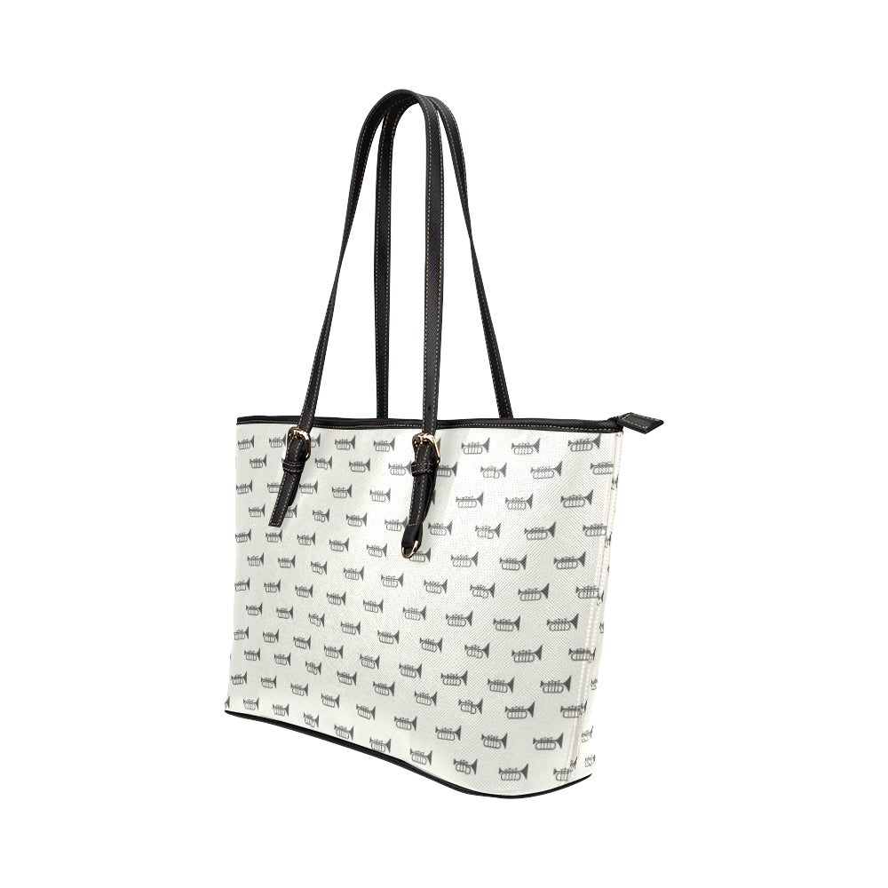 Trumpet Pattern Themed Print Leather Tote Bag