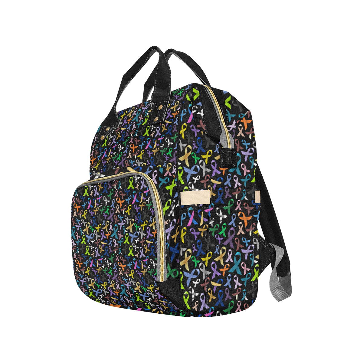 Breast Cancer Awareness Colorful Print Diaper Bag Backpack