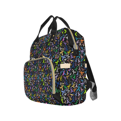 Breast Cancer Awareness Colorful Print Diaper Bag Backpack