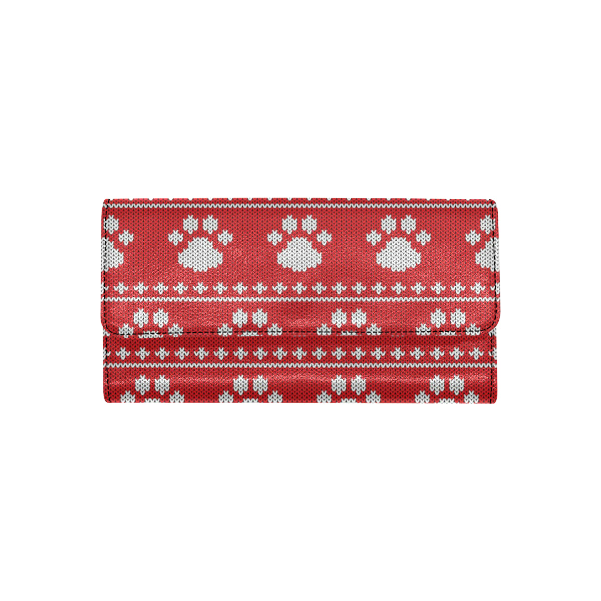 Knit Paw Pattern Print Design 03 Women's Trifold Wallet