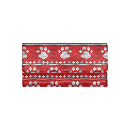 Knit Paw Pattern Print Design 03 Women's Trifold Wallet