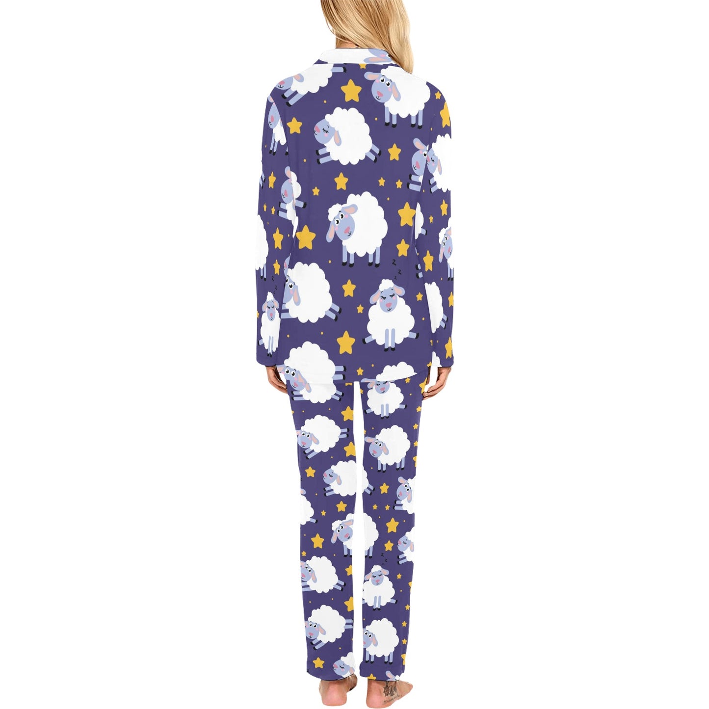 Sheep Pattern Print Design 03 Women's Long Pajama Set