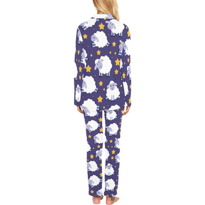 Sheep Pattern Print Design 03 Women's Long Pajama Set