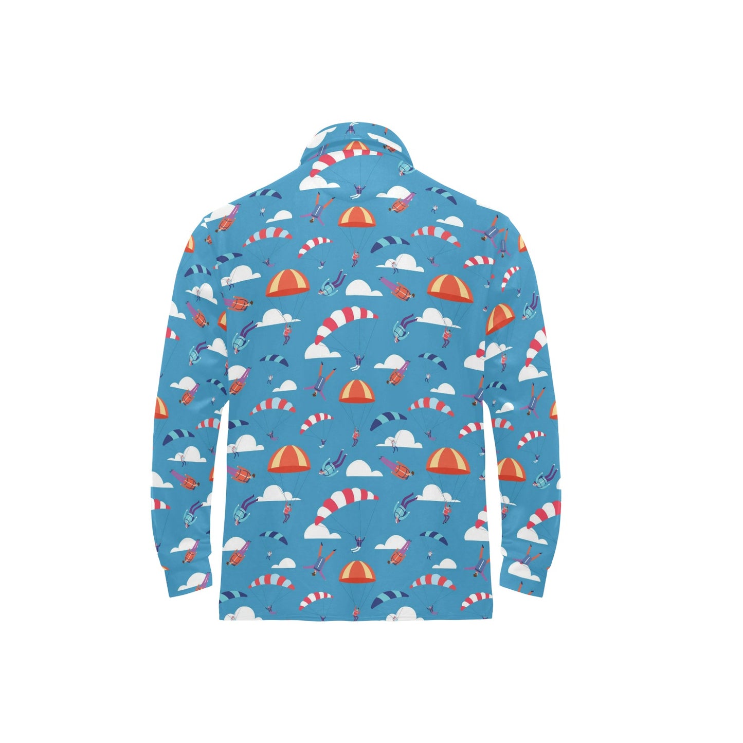 Skydiving Pattern Print Design 03 Long Sleeve Polo Shirt For Men's