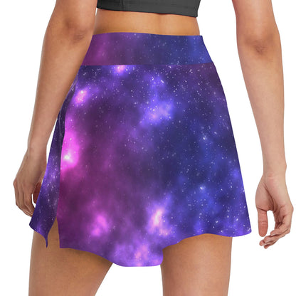 Celestial Purple Blue Galaxy 17" Golf & Pickleball Skort with Pockets