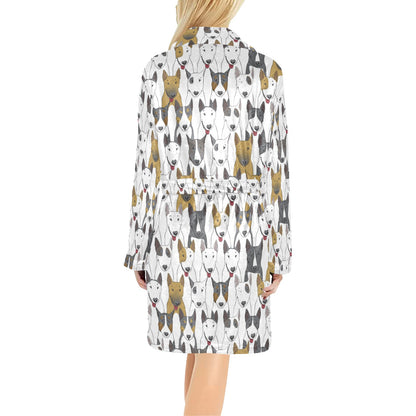 Bull Terriers Pattern Print Design 03 Women's Fleece Robe