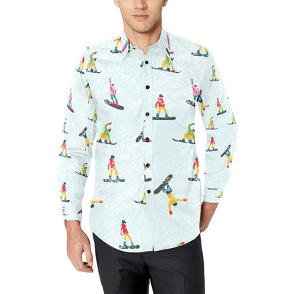 Snowboard Print Design LKS304 Men's Long Sleeve Dress Shirt