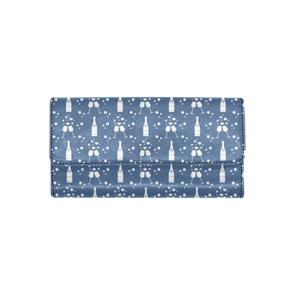 Champagne Pattern Print Design 05 Women's Trifold Wallet