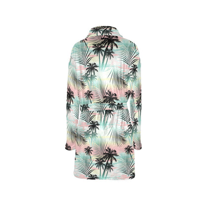 Palm Tree Pattern Print Design A03 Women's Fleece Robe