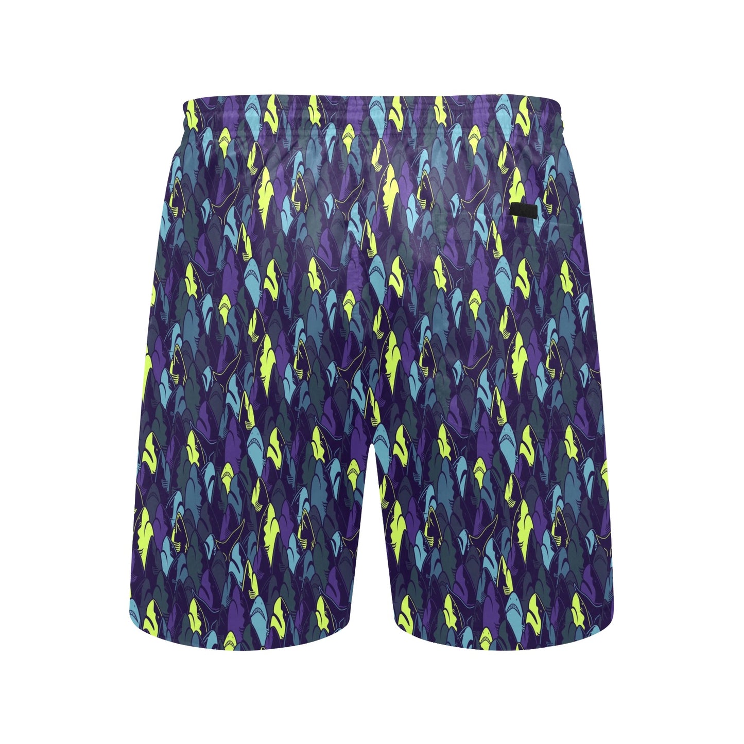 Shark Neon color Print Men's Swim Trunks Beach Shorts