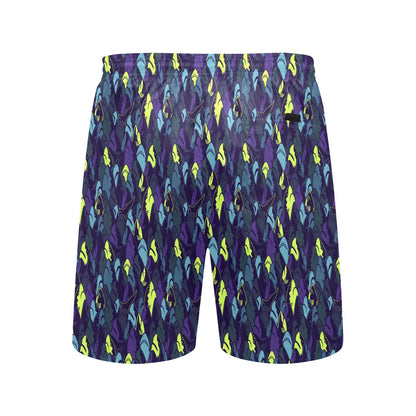Shark Neon color Print Men's Swim Trunks Beach Shorts