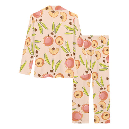 Peach Pattern Print Design A01 Women's Long Pajama Set
