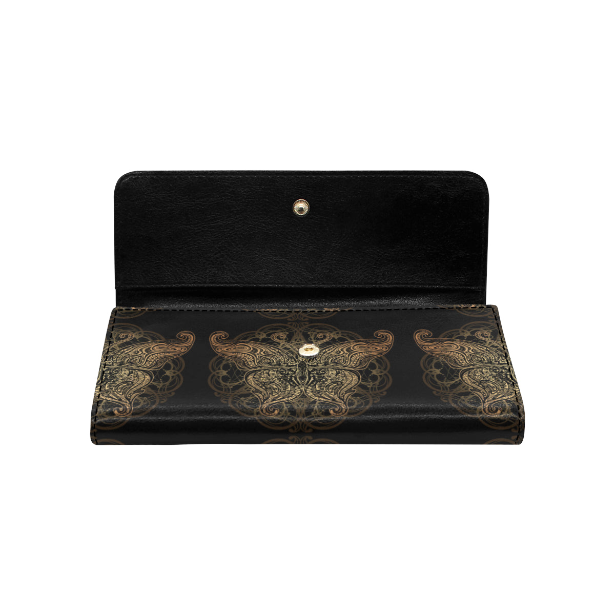 Gold Butterfly Ornamental Women's Trifold Wallet