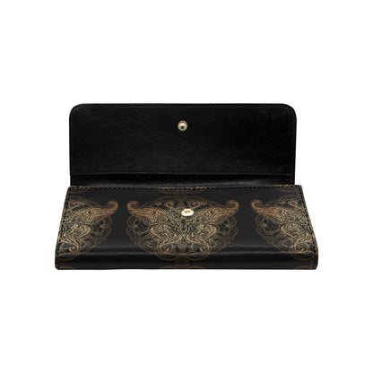 Gold Butterfly Ornamental Women's Trifold Wallet
