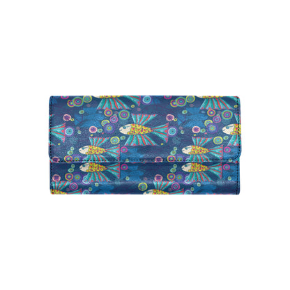 Flying Fish Pattern Print Design 01 Women's Trifold Wallet