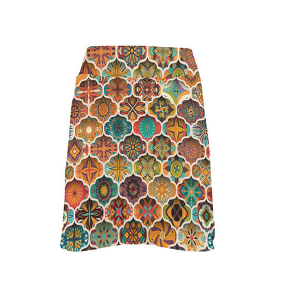 Mandala Mosaic Themed Design Print 17" Golf & Pickleball Skort with Pockets