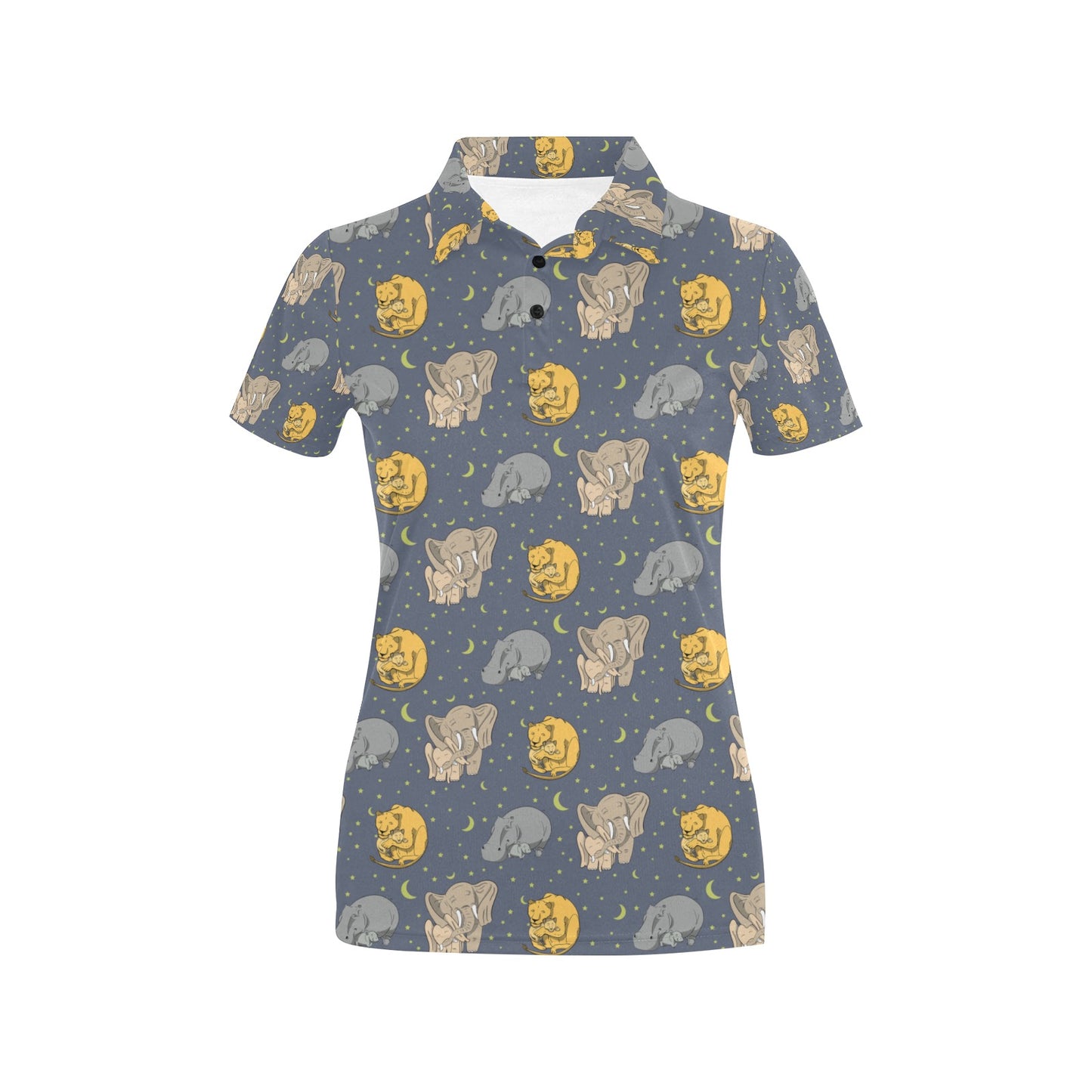 Safari Elephant Lion Print Design LKS303 Women's Polo Shirt