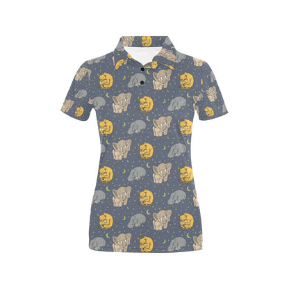 Safari Elephant Lion Print Design LKS303 Women's Polo Shirt