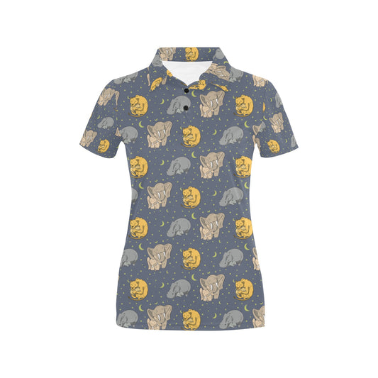 Safari Elephant Lion Print Design LKS303 Women's Polo Shirt