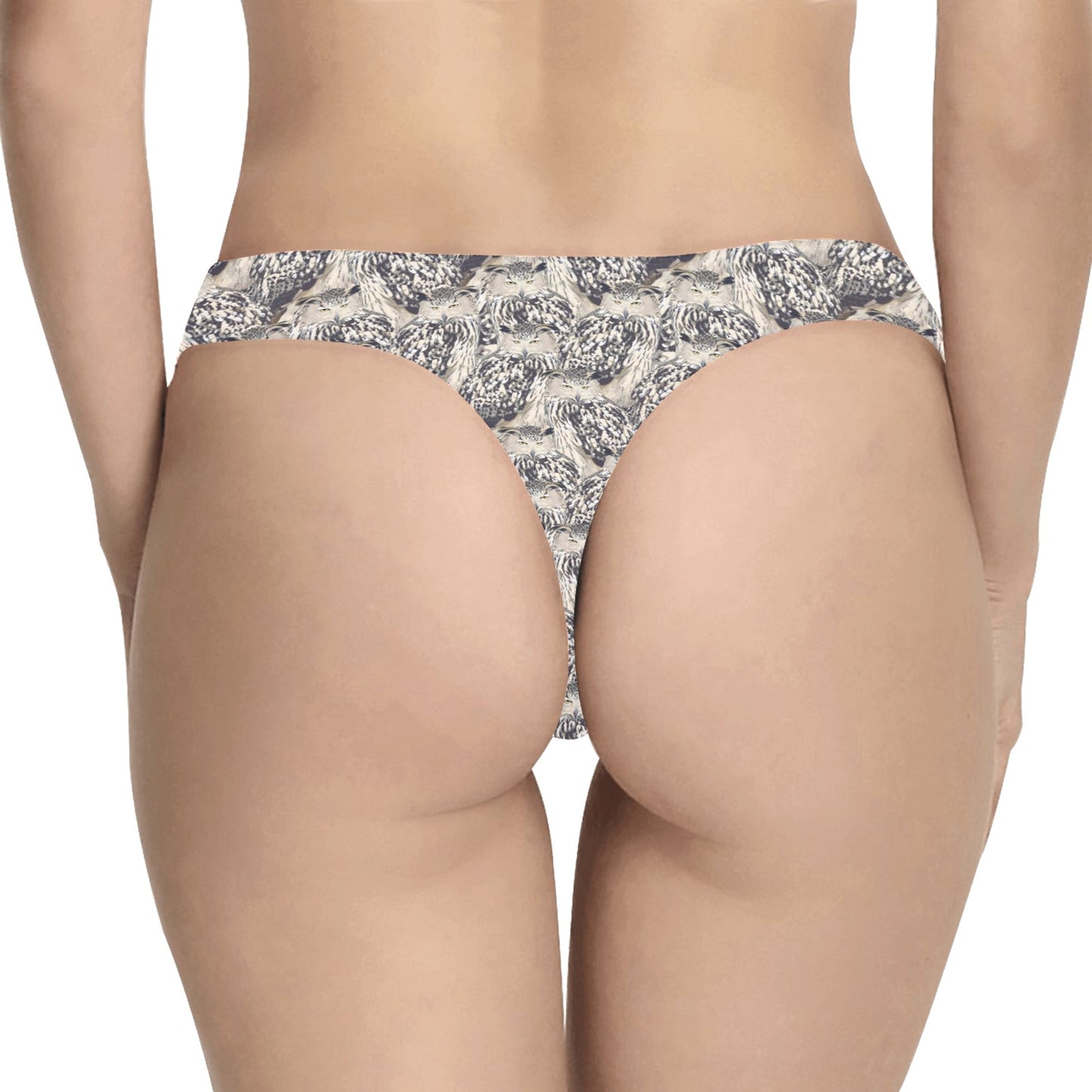 Owl Realistic Themed Design Print Women's Thongs
