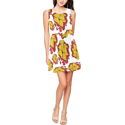 Nachos Pattern Print Design A03 Sleeveless Dress