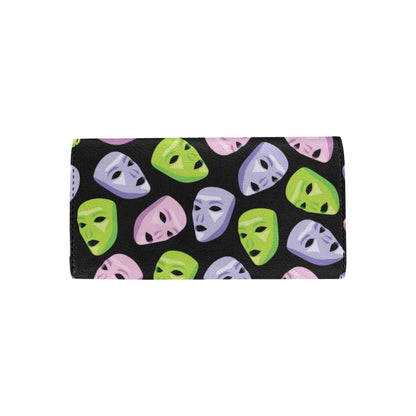 Acting Mask Pattern Print Design 04 Women's Trifold Wallet
