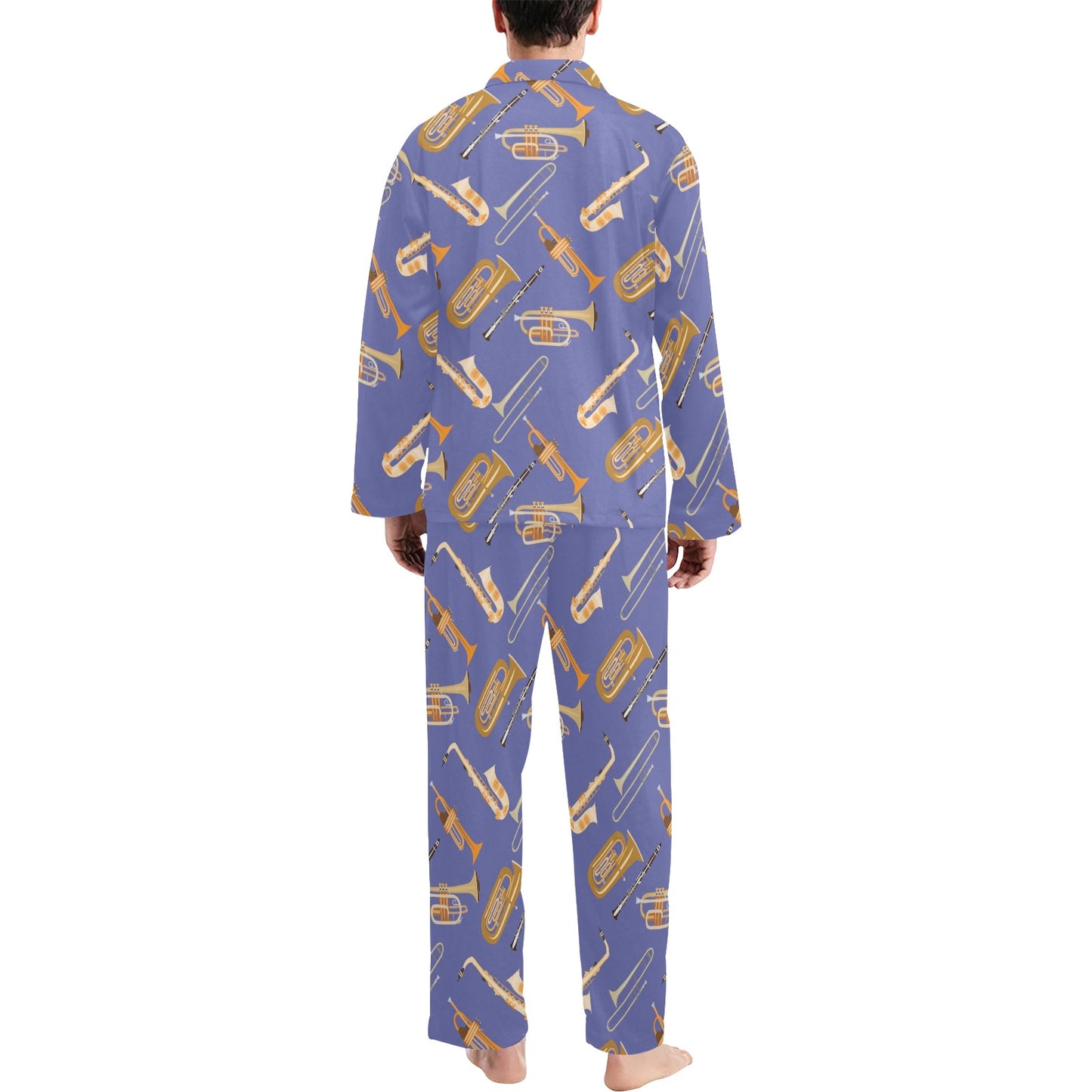 Trombone Pattern Print Design 02 Men's Long Pajama Set