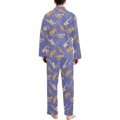 Trombone Pattern Print Design 02 Men's Long Pajama Set