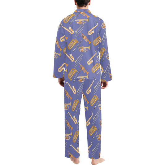 Trombone Pattern Print Design 02 Men's Long Pajama Set