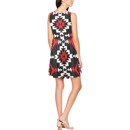 Navajo Pattern Print Design A02 Sleeveless Dress