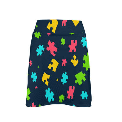 Autism Awareness Colorful Design Print 17" Golf & Pickleball Skort with Pockets
