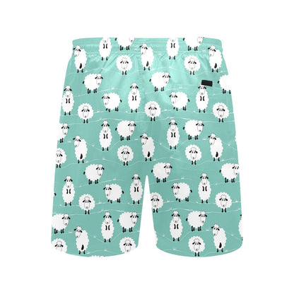 Sheep Print Design LKS404 Men's Swim Trunks Beach Shorts