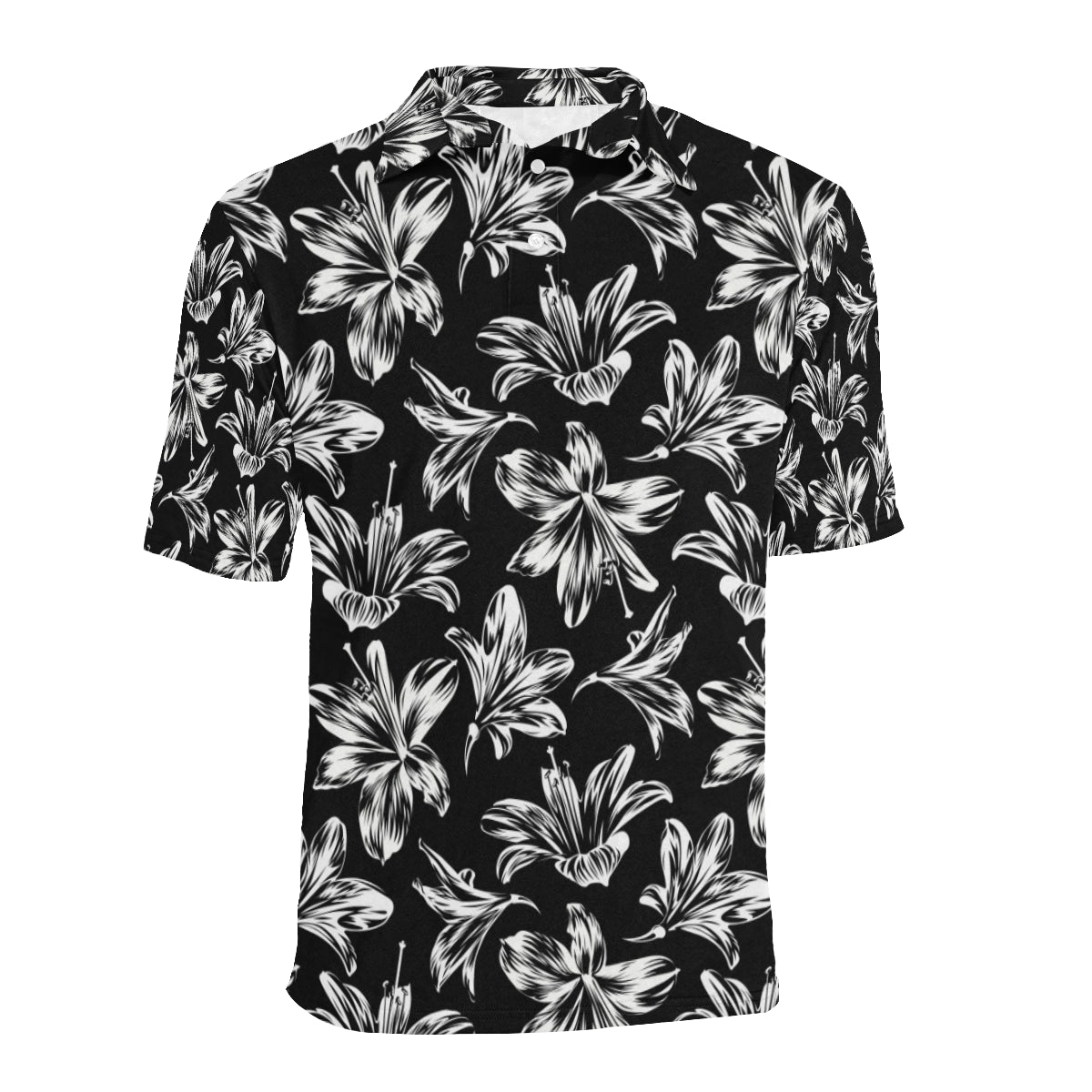 Amaryllis Pattern Print Design AL04 Men Polo Shirt
