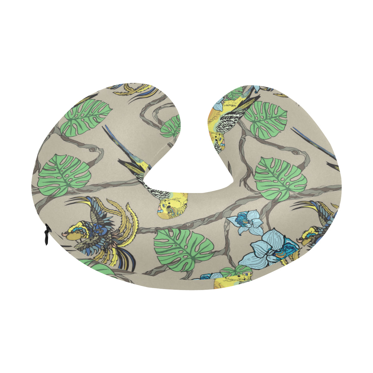 Parakeet Pattern Print Design A02 U-Shaped Travel Neck Pillow