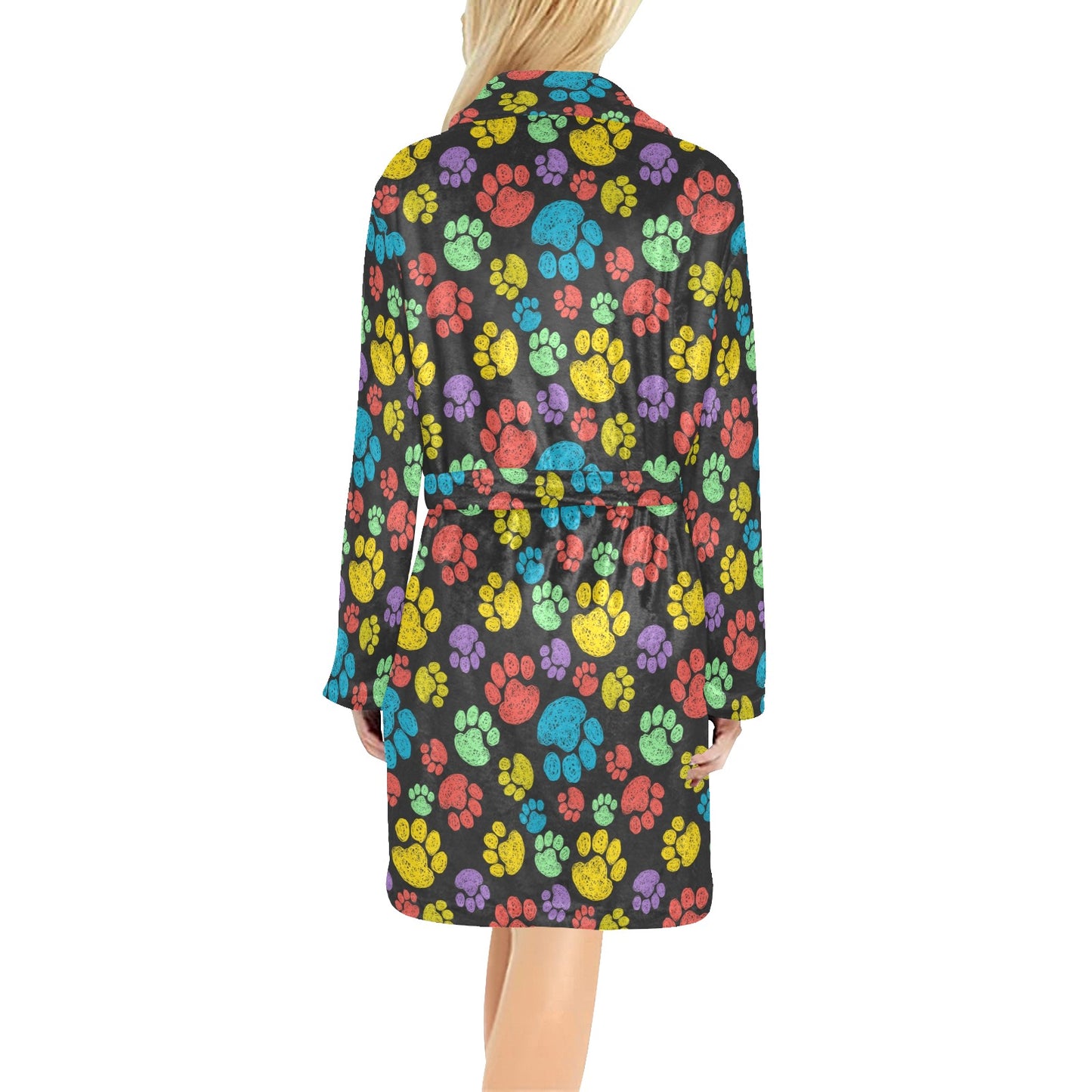 Paw Colorful Print Women's Fleece Robe