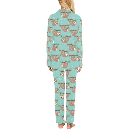 Sloth Print Design LKS302 Women's Long Pajama Set